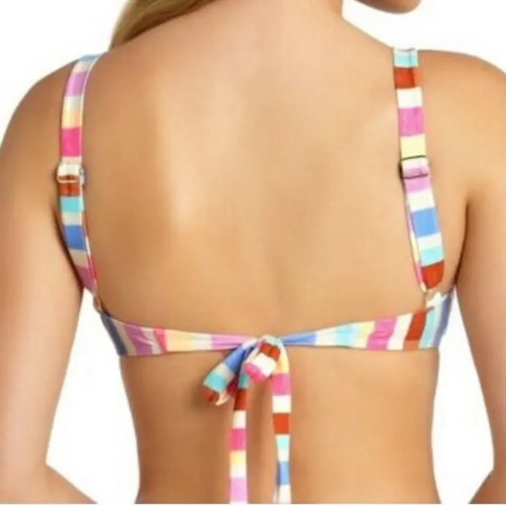 California Waves Striped Ring Bralette Swim Top